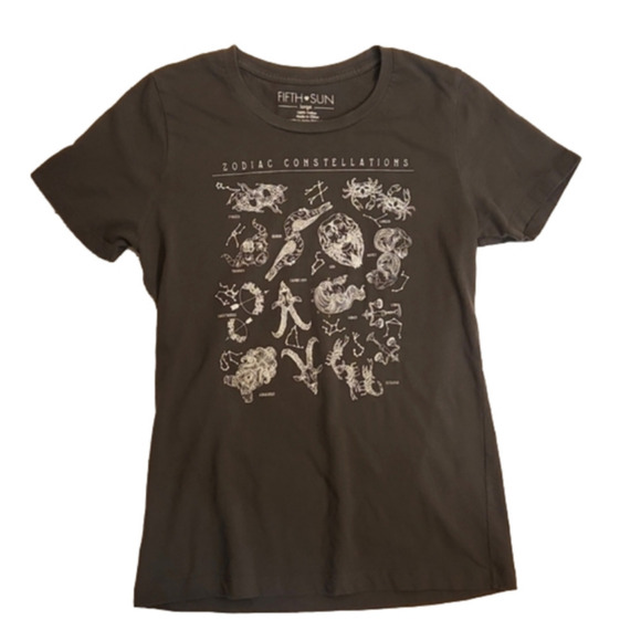 Juniors Fifth Sun Gray & White Zodiac Constellations Graphic Tee Size Large. - Picture 4 of 14